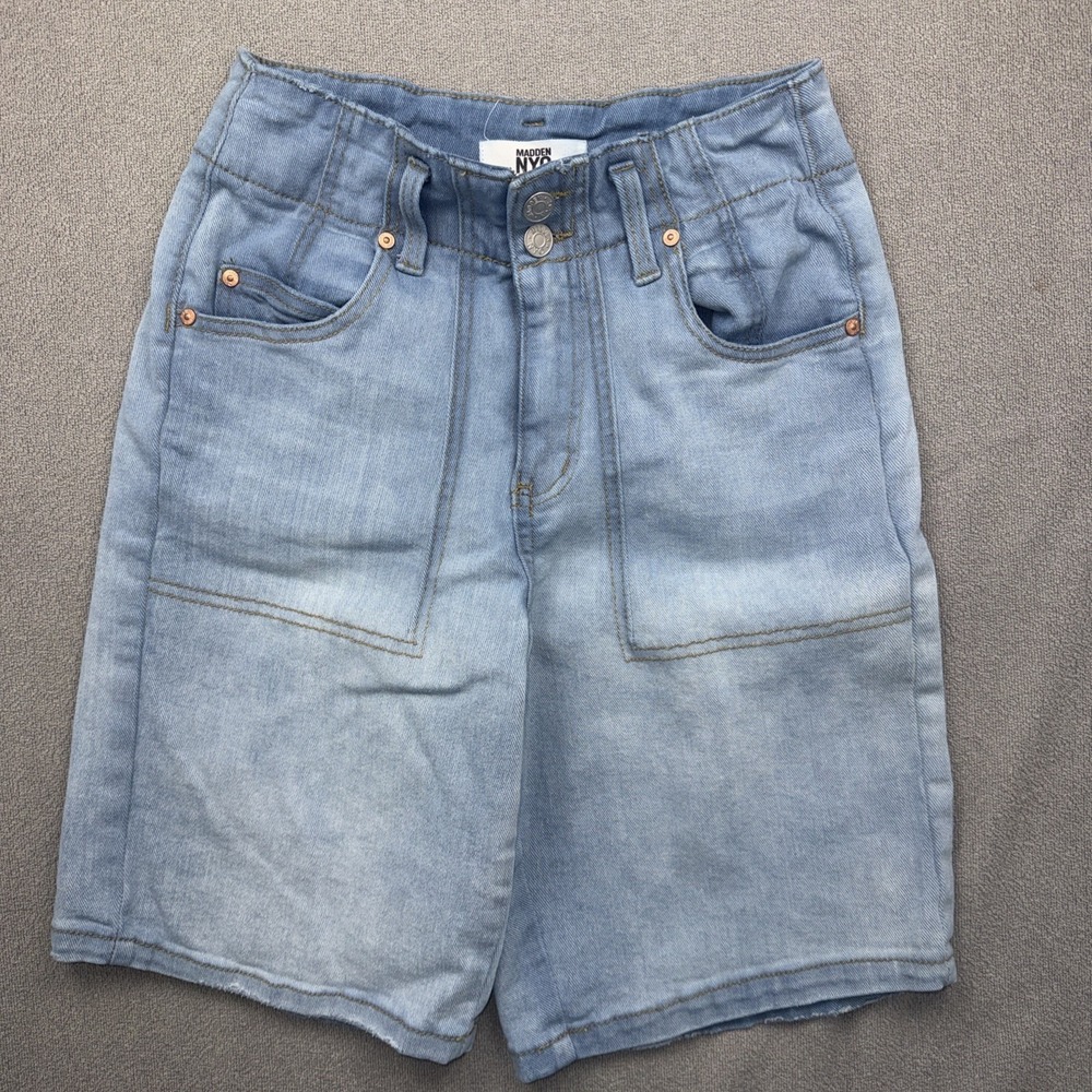 Madden NYC Denim Cargo Shorts Womens Size 0 Blue‎ Jean